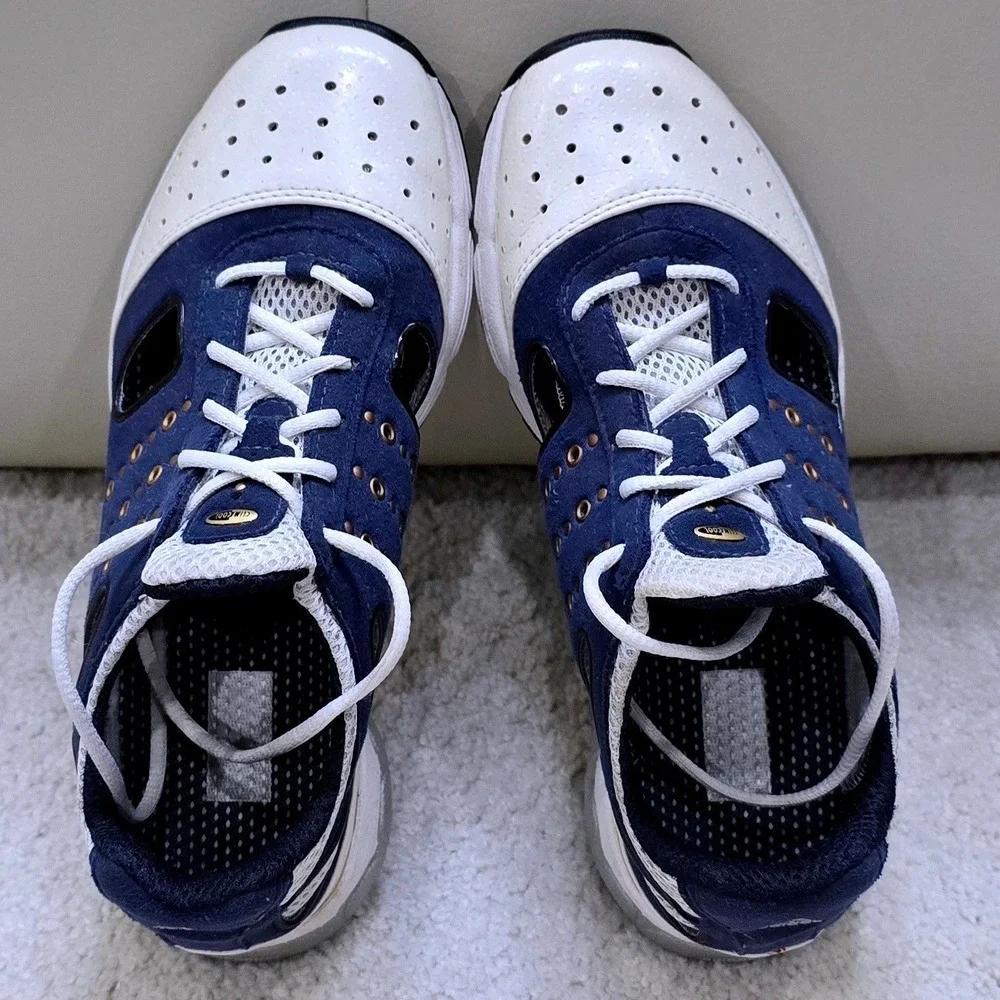 Adidas Traxion Womens Size 5.5 Golf Shoes Navy‎ White Gold Accents Spikes